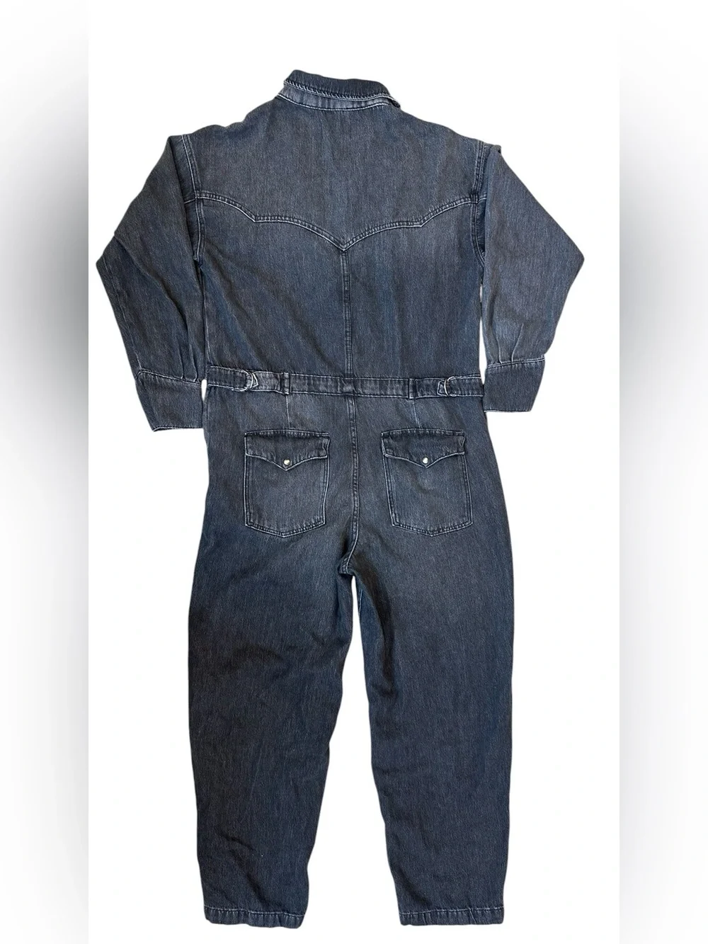 Free People We The Free “Townes” Faded Gray Black Coverall Painter Jumpsuit Med